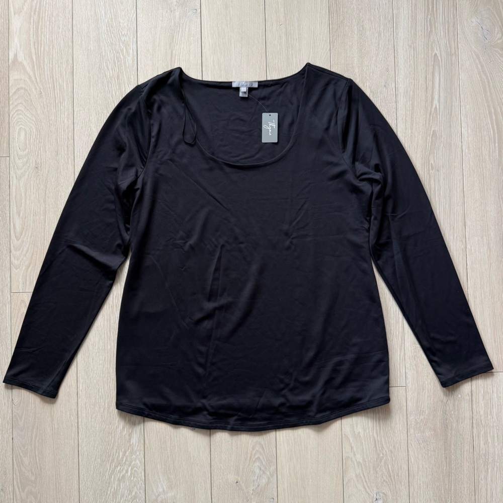 NWT Thyme Maternity Scoop Neck Long Sleeve Top in Black Women’s Size XL